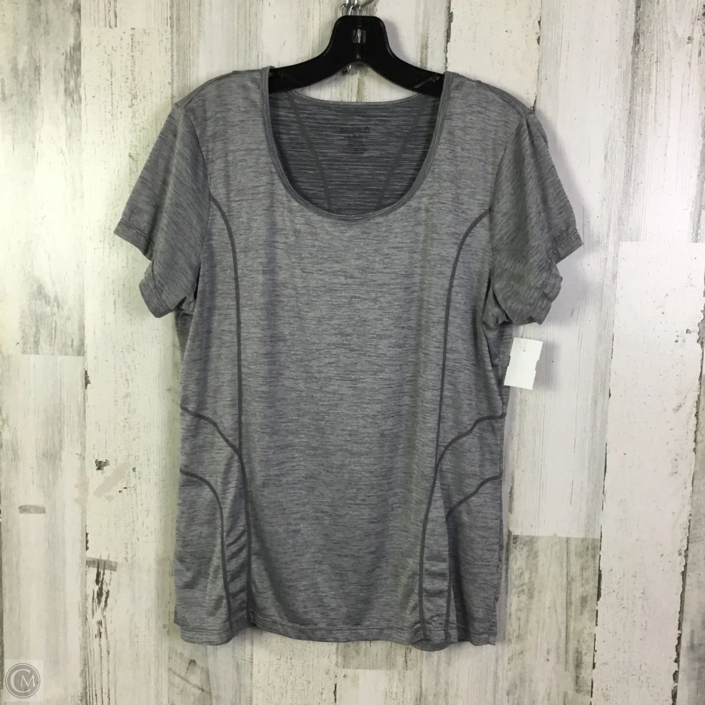 Athletic Top Short Sleeve By Reebok In Grey, Size: L