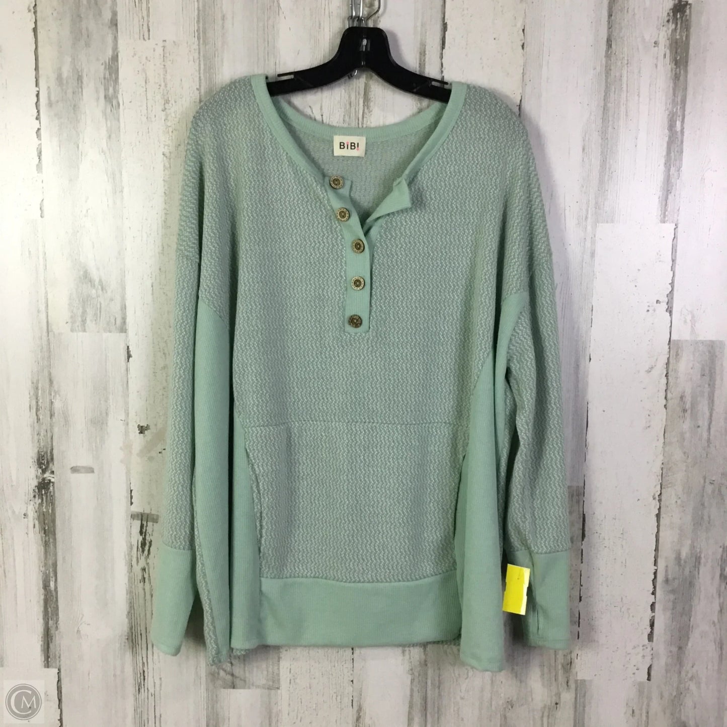 Top Long Sleeve By Bibi In Green, Size: 1x