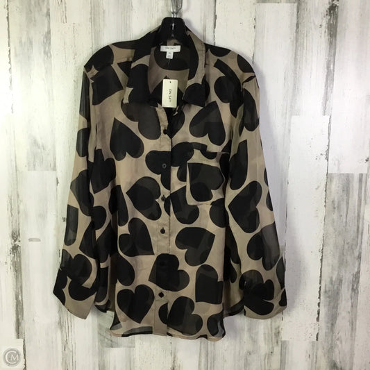 Blouse Long Sleeve By On 34th In Black & Tan, Size: Xxl