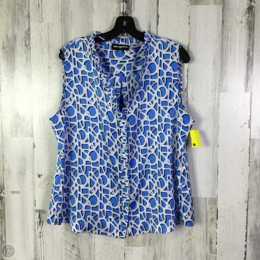 Blouse Designer By Karl Lagerfeld In Blue, Size: Xl