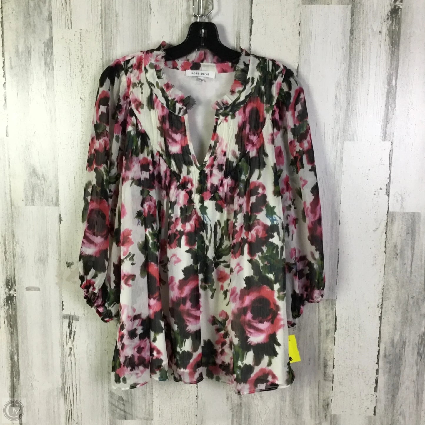 Blouse Long Sleeve By Rose And Olive In Floral Print, Size: 1x