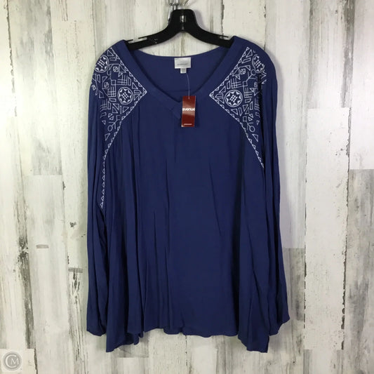 Top Long Sleeve By Avenue In Blue, Size: 2x