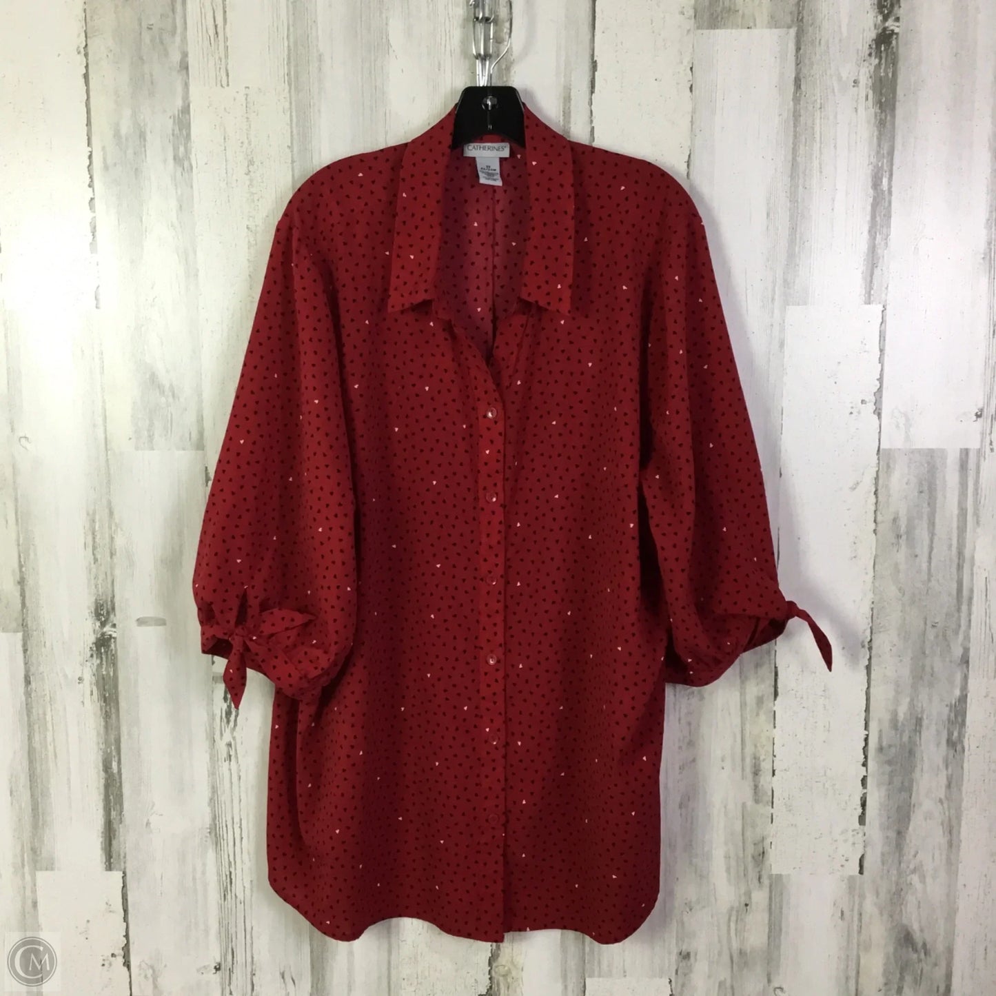 Blouse Long Sleeve By Catherines In Red, Size: 2x