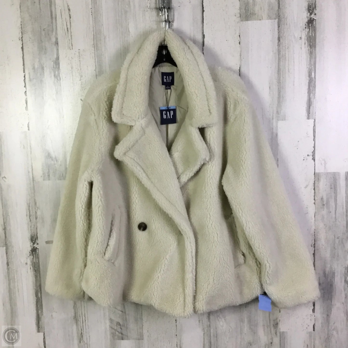 Jacket Faux Fur & Sherpa By Gap In Cream, Size: L