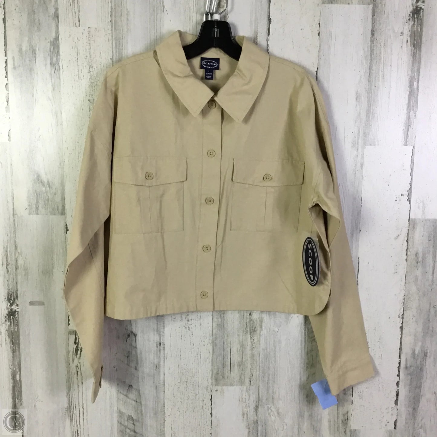 Jacket Shirt By Scoop In Cream, Size: L
