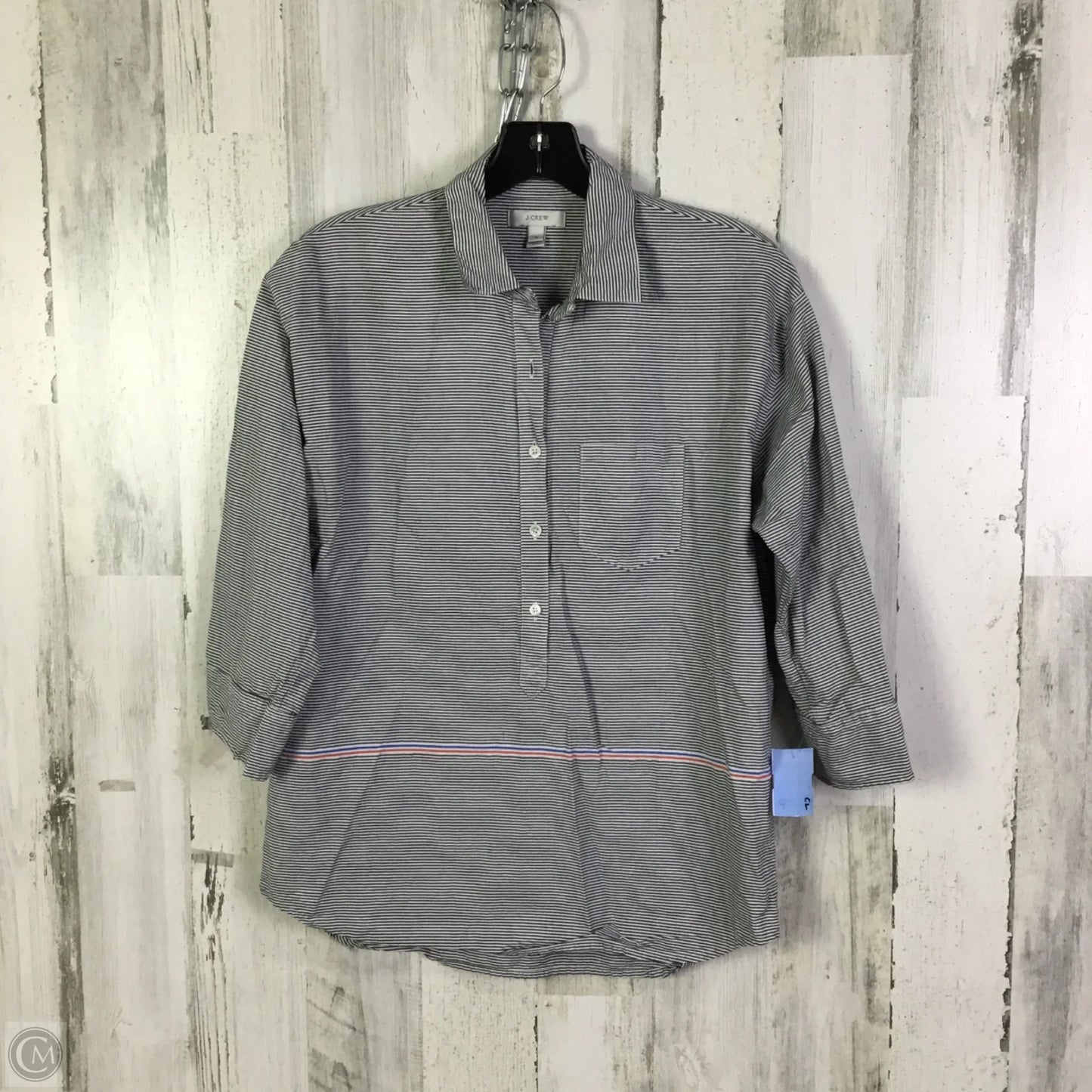 Blouse 3/4 Sleeve By J. Crew In Blue & White, Size: S