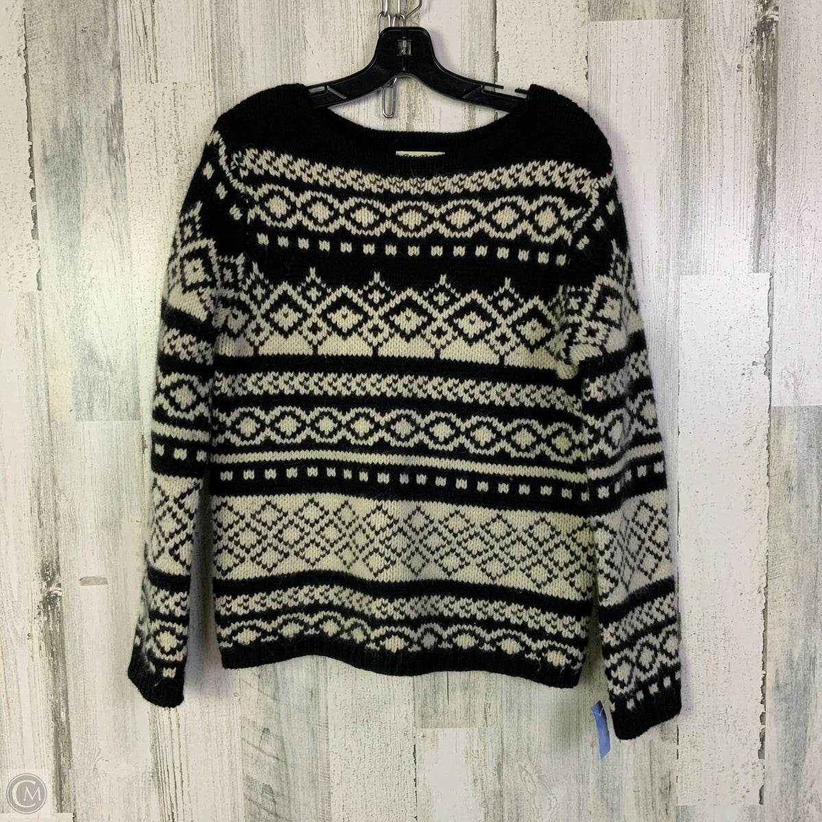 Sweater By Eddie Bauer In Black & Cream, Size: S