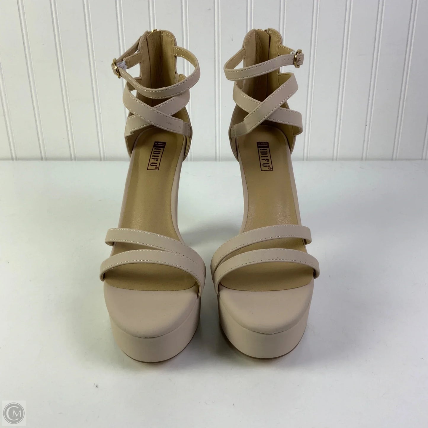Sandals Heels Platform By Clothes Mentor In Beige, Size: 10