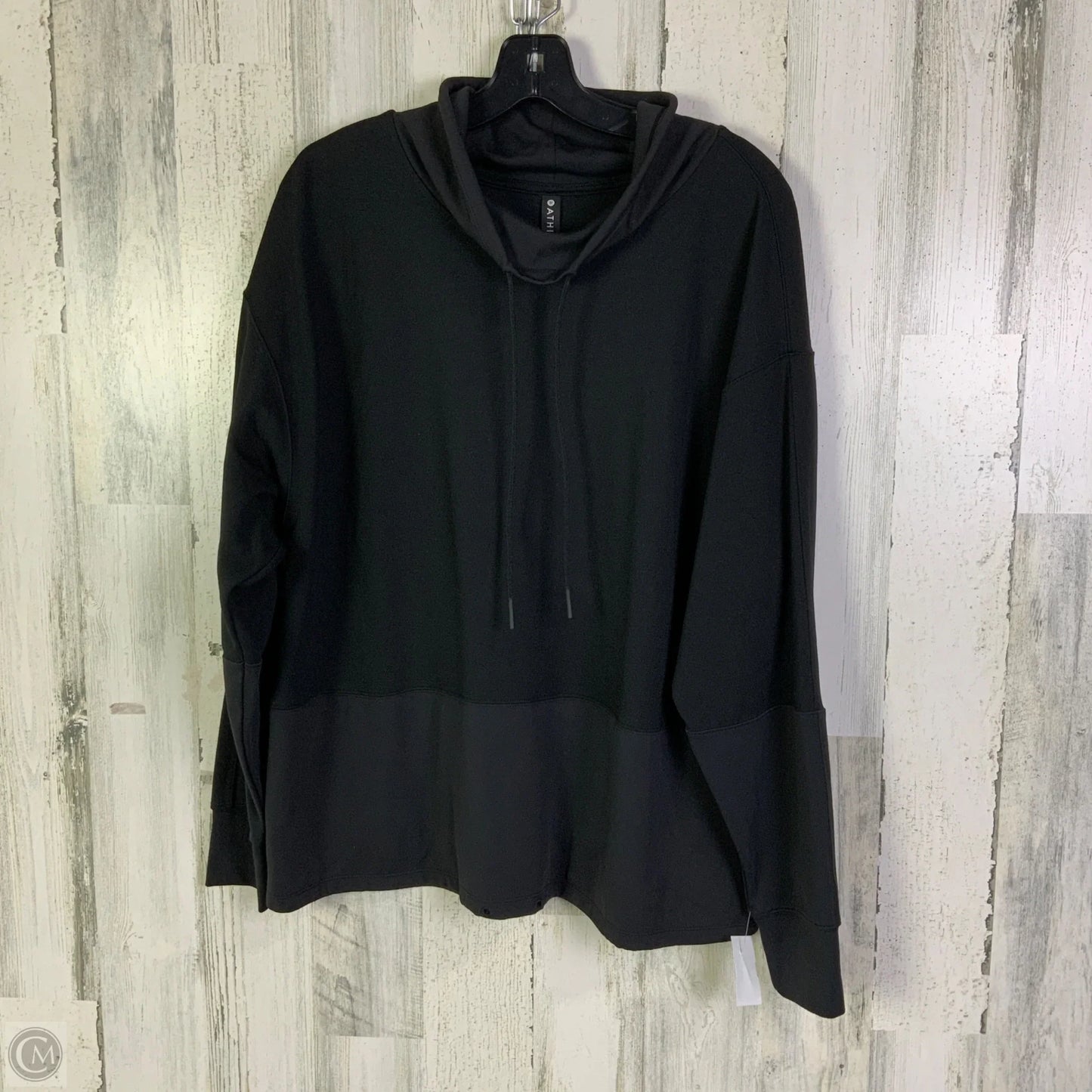 Athletic Top Long Sleeve Collar By Athleta In Black, Size: M