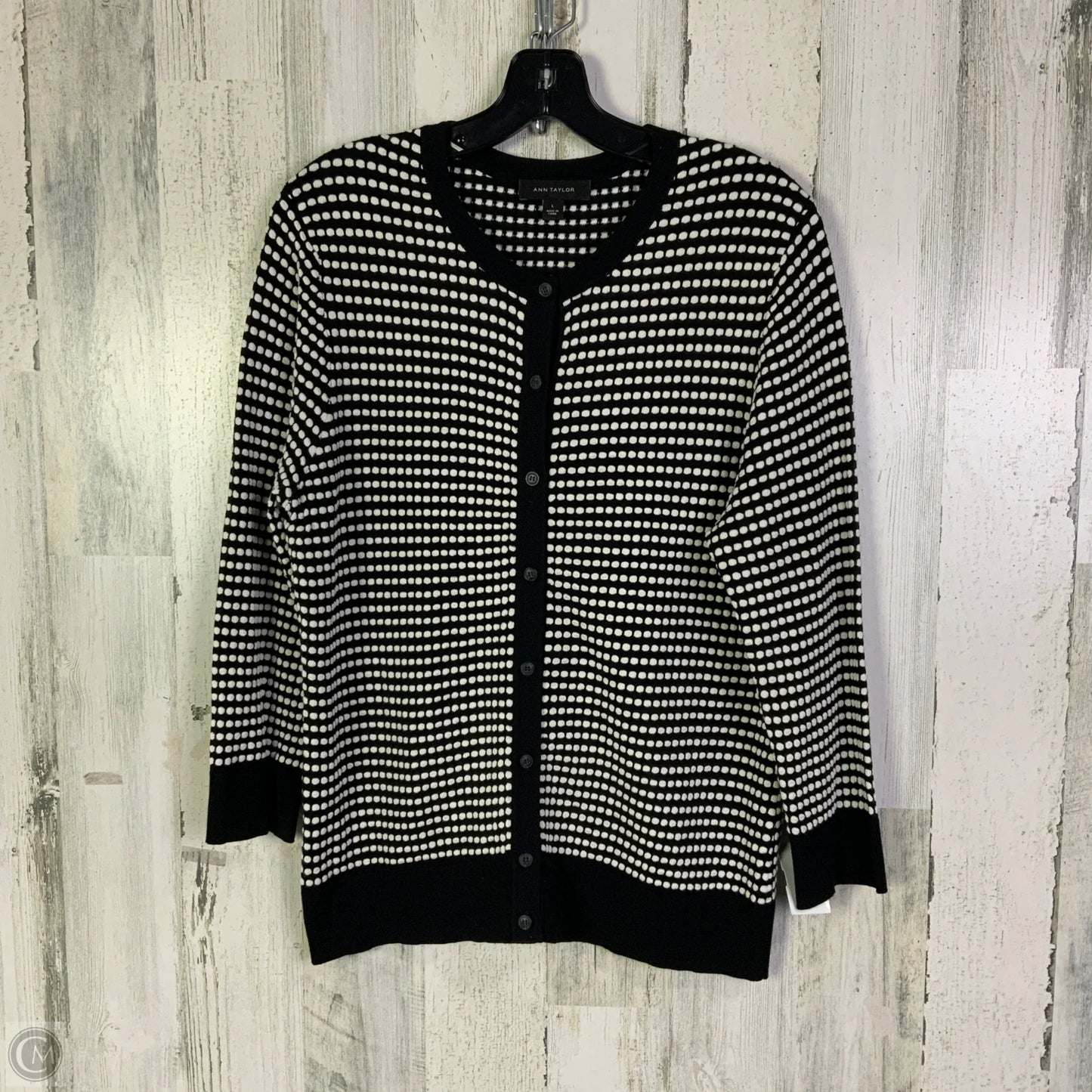 Cardigan By Ann Taylor In Black & White, Size: L