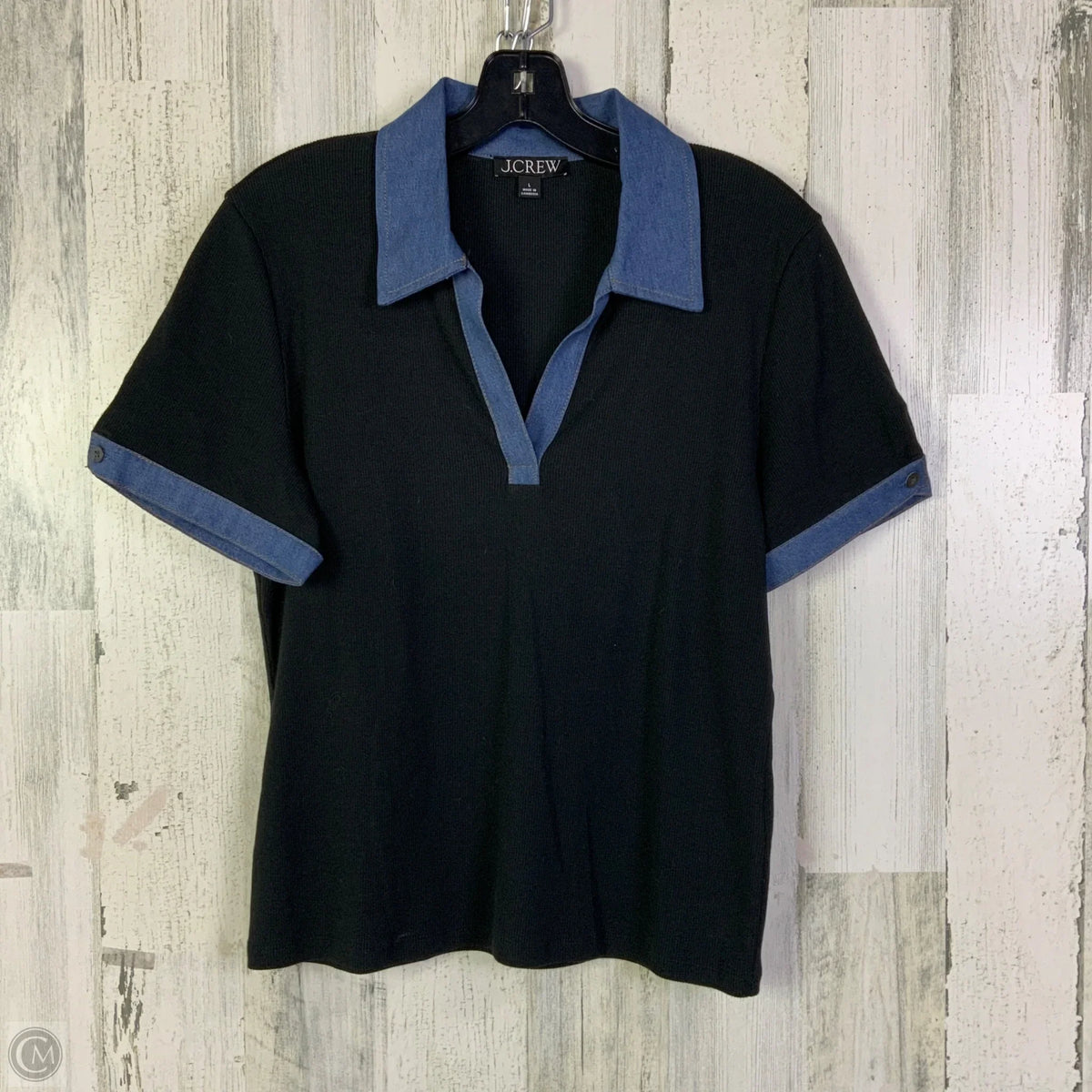 Top Short Sleeve By J. Crew In Black, Size: L
