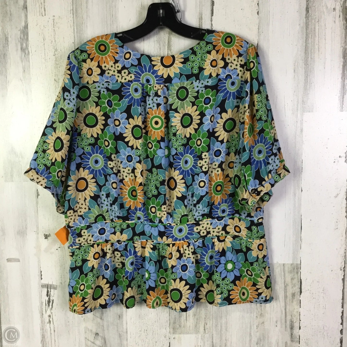 Blouse Short Sleeve By Cabi In Blue & Green, Size: Xl