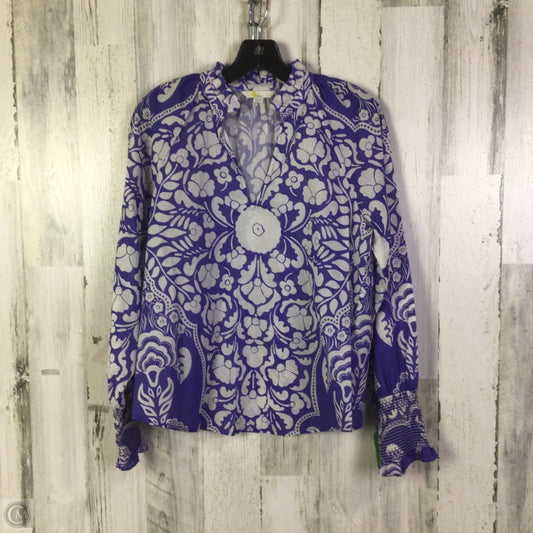 Top Long Sleeve By Boden In Purple & White, Size: S