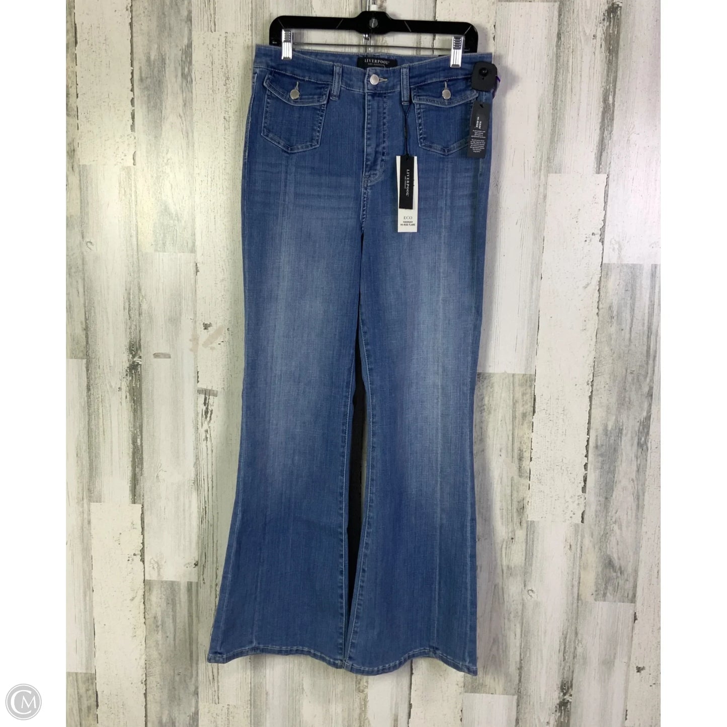 Jeans Flared By Liverpool In Blue Denim, Size: 12
