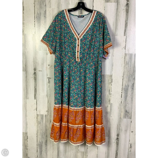 Dress Casual Midi By Bloomchic In Blue & Orange, Size: 1x