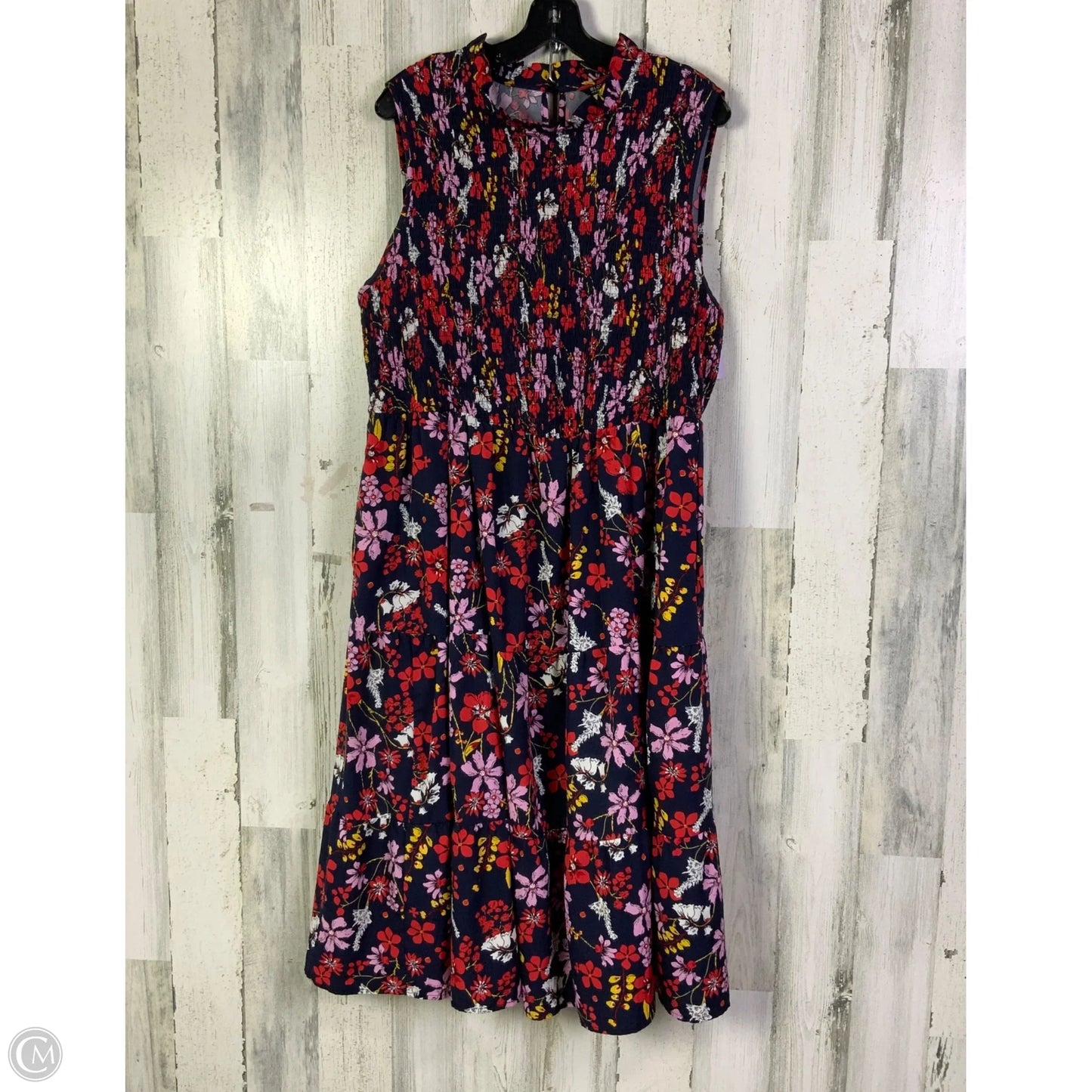 Dress Casual Midi By Bloomchic In Blue & Red, Size: 1x