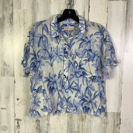 Top Short Sleeve By Philosophy In Blue & White, Size: M