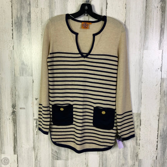 Sweater Designer By Tory Burch In Blue & Tan, Size: S