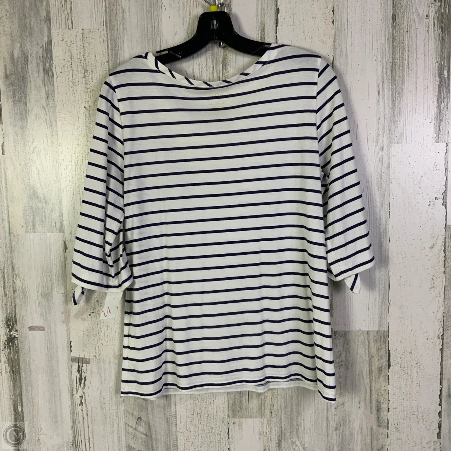 Top Short Sleeve Designer By Lilly Pulitzer In Blue & White, Size: M