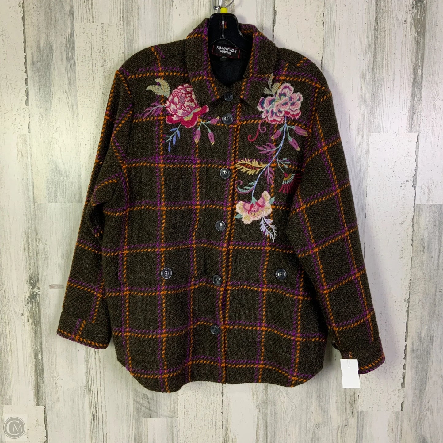 Jacket Shirt By Johnny Was In Brown, Size: M