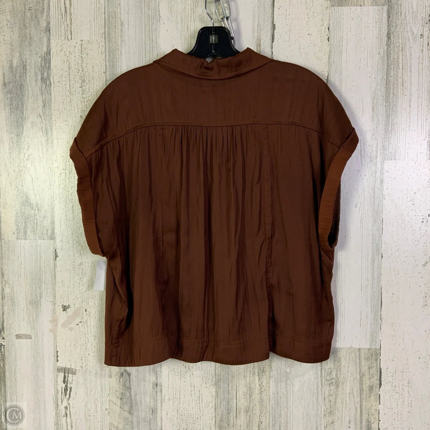 Blouse Short Sleeve By Anthropologie In Brown, Size: L
