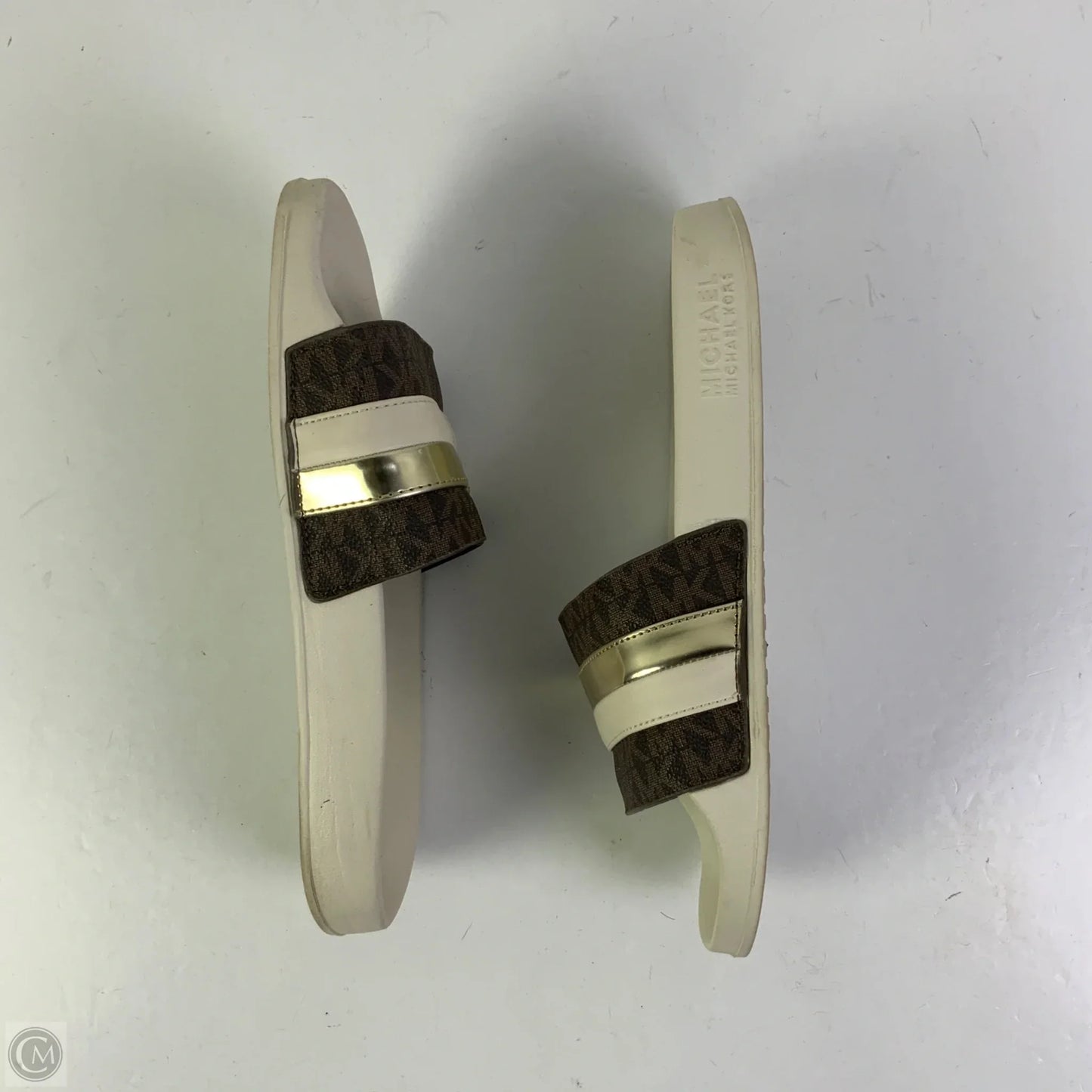 Sandals Flats By Michael By Michael Kors In Brown & Cream, Size: 8