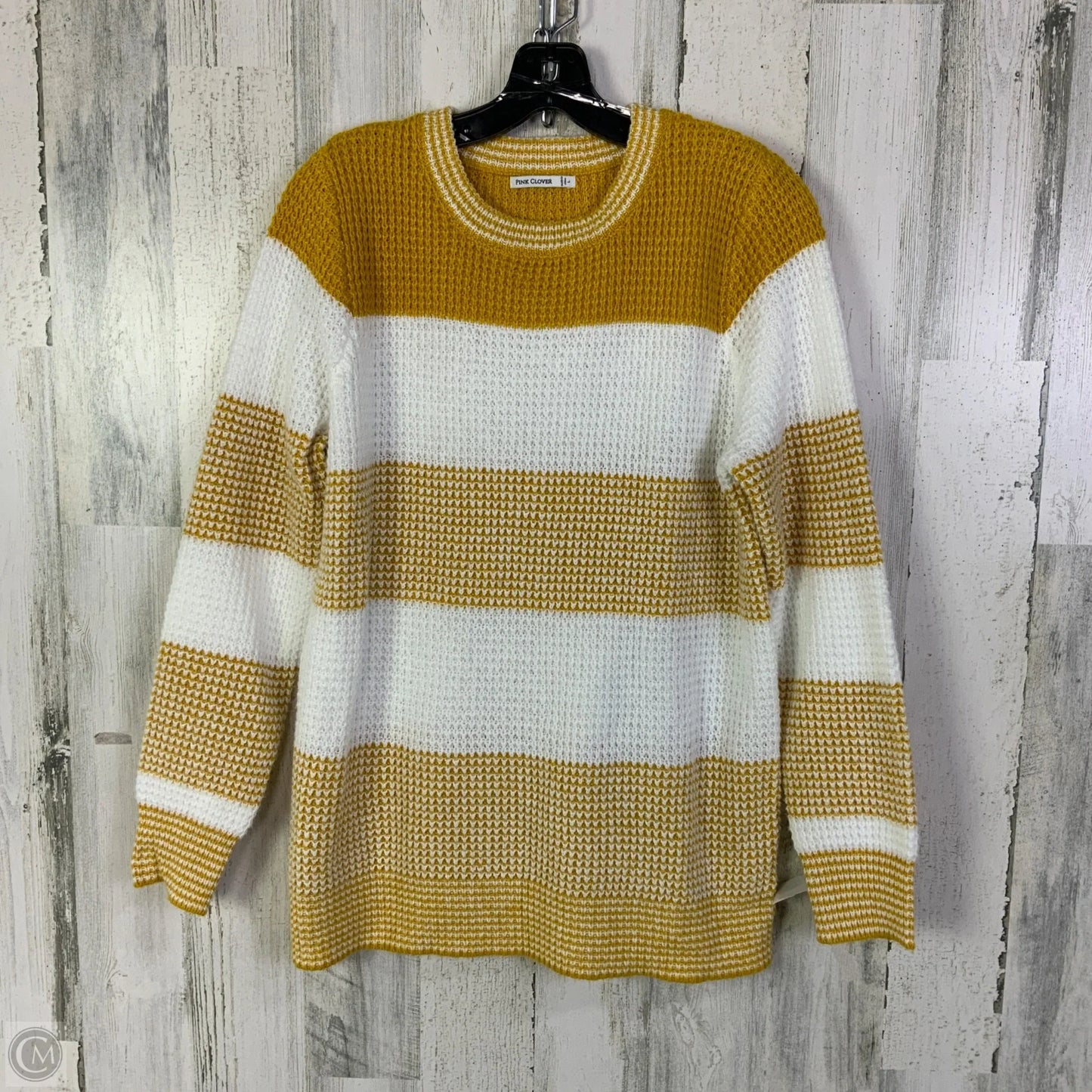 Sweater By Pink Clover In White & Yellow, Size: L