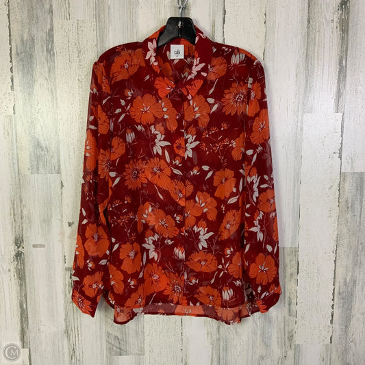 Blouse Long Sleeve By Cabi In Orange & Red, Size: M