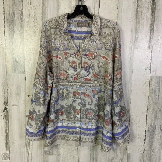 Top Long Sleeve By Chicos In Taupe, Size: Xl