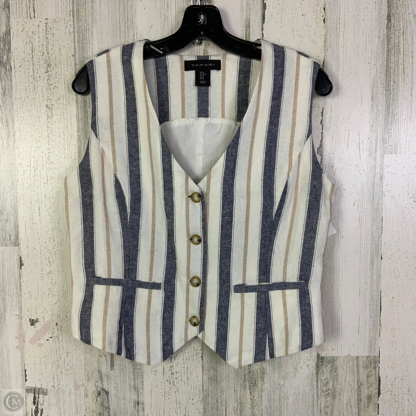 Vest Other By Tahari In Striped Pattern, Size: M