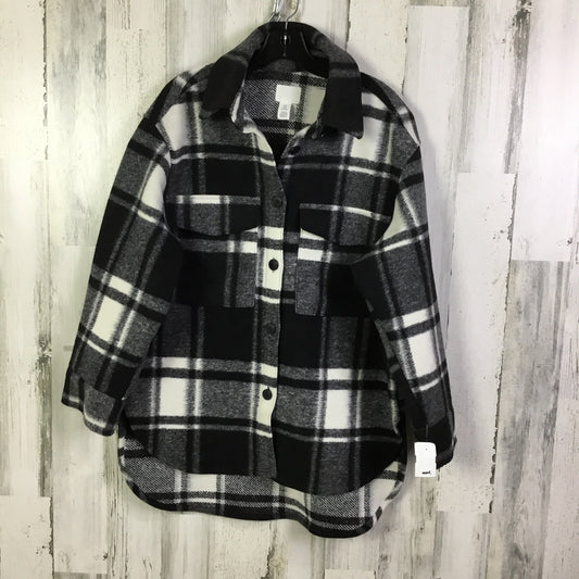 Jacket Shirt By H&m In Black & White, Size: S