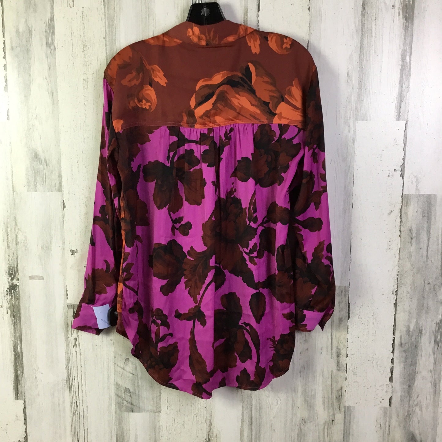 Blouse Long Sleeve By Anthropologie In Orange & Pink, Size: Xs