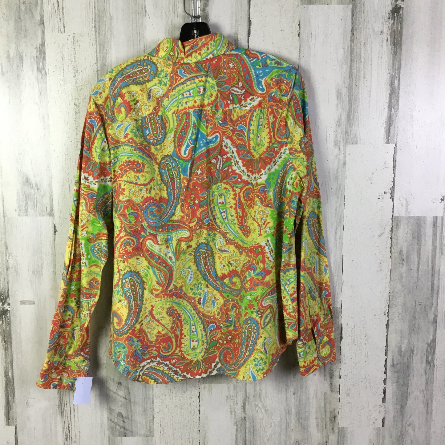 Blouse Long Sleeve By Lauren By Ralph Lauren In Green & Yellow, Size: L