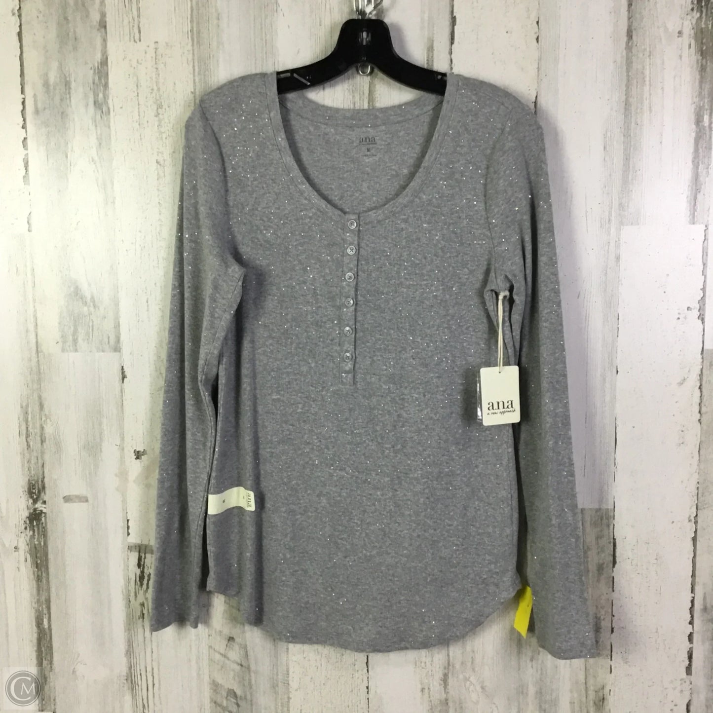 Top Long Sleeve Basic By Ana In Grey, Size: M