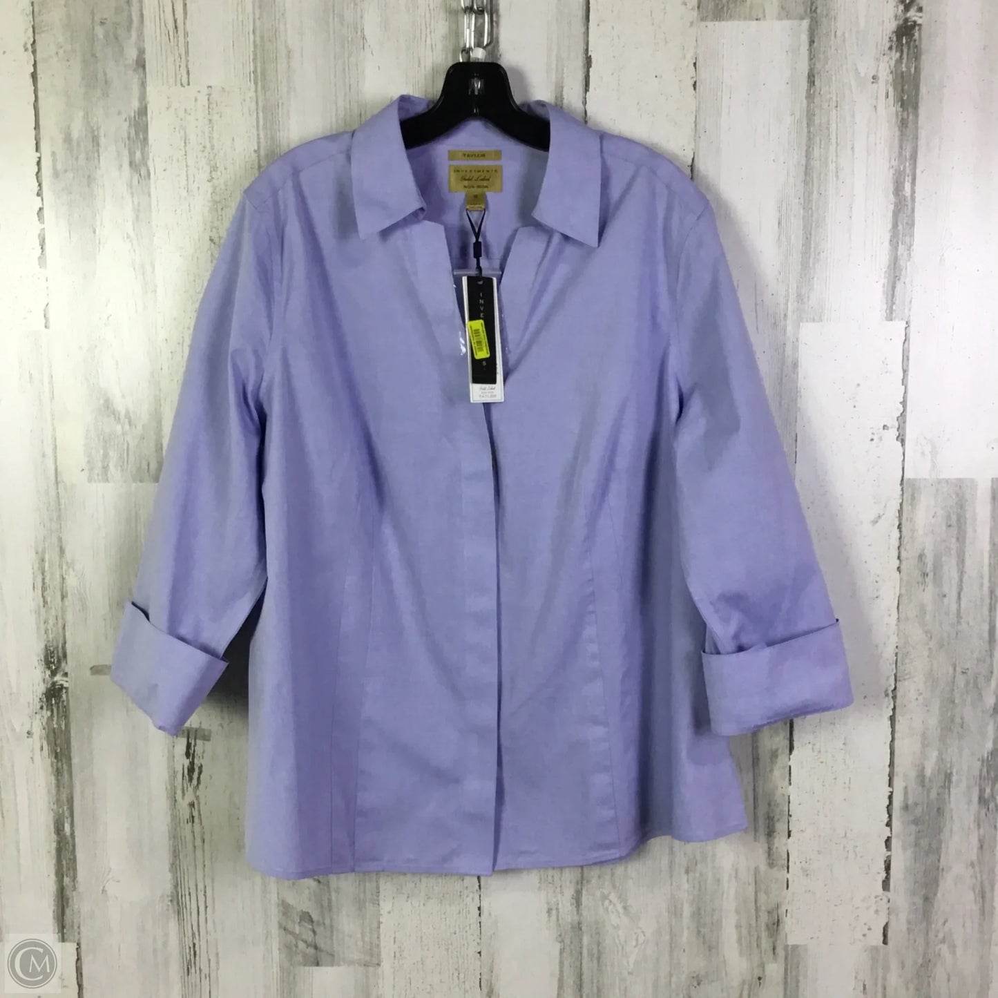 Top 3/4 Sleeve By Investments In Blue, Size: 1x