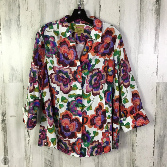 Top 3/4 Sleeve By Investments In Multi-colored, Size: 1x