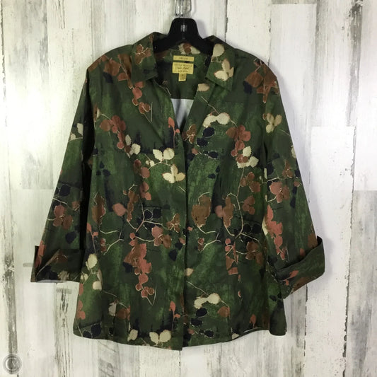 Top 3/4 Sleeve By Investments In Green, Size: 1x