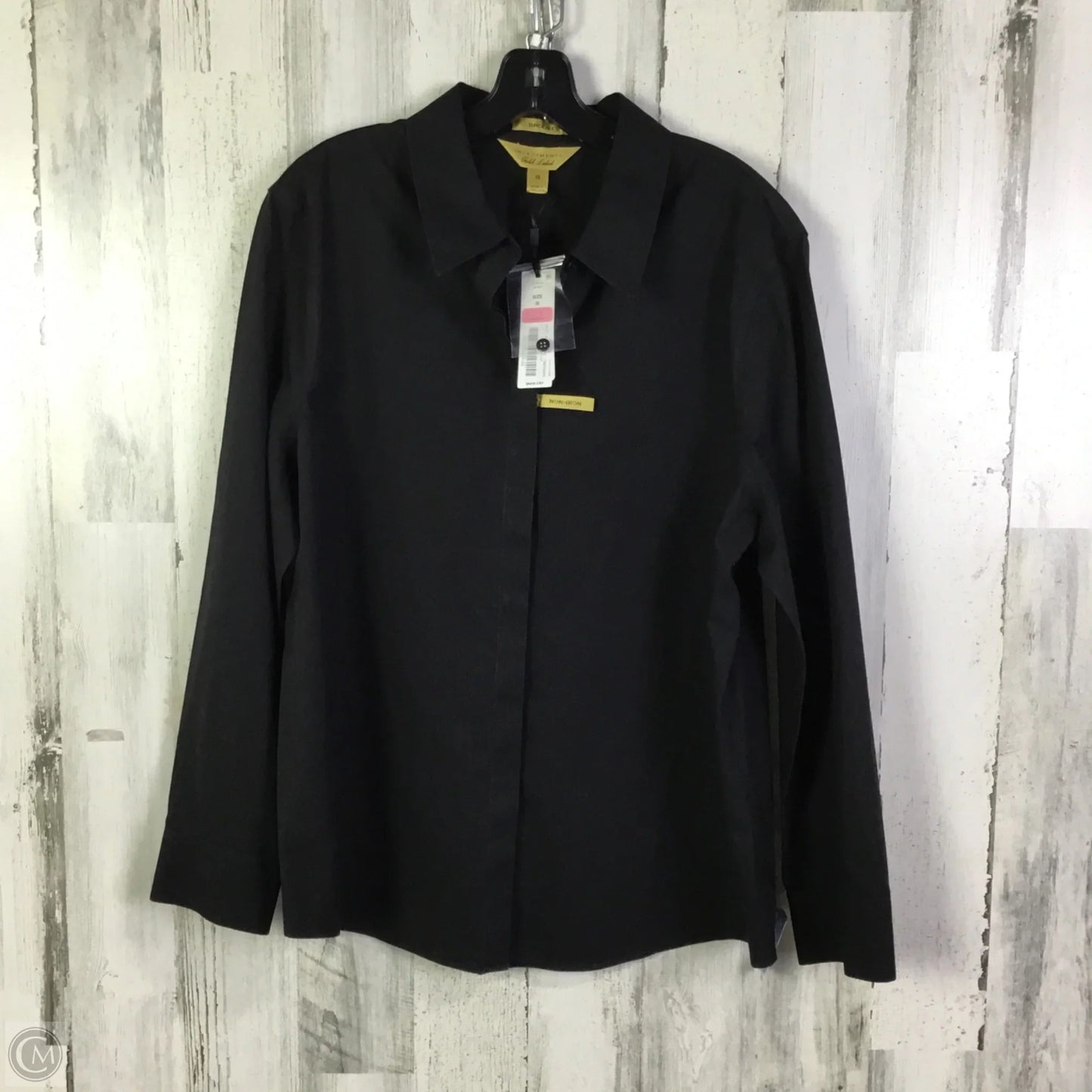 Top Long Sleeve By Investments In Black, Size: 1x