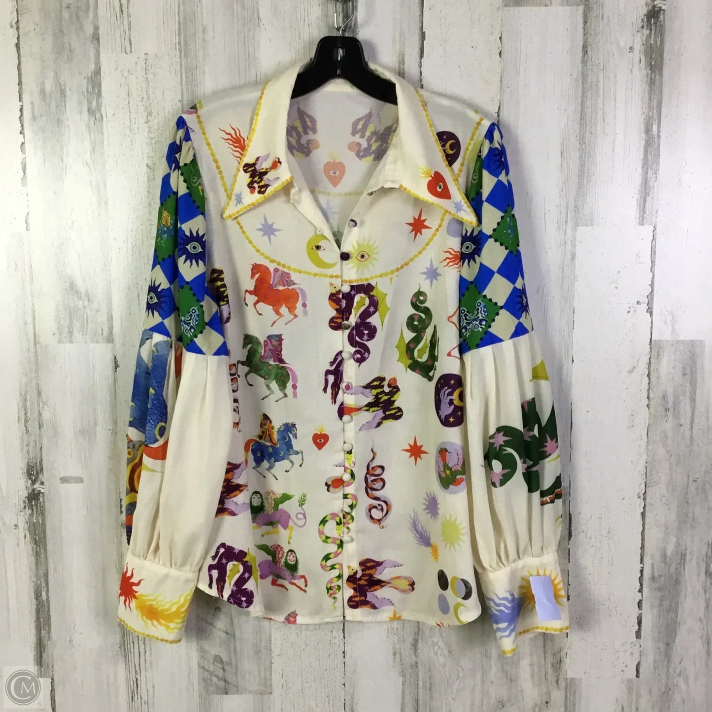 Blouse Long Sleeve By Clothes Mentor In Cream, Size: 2x