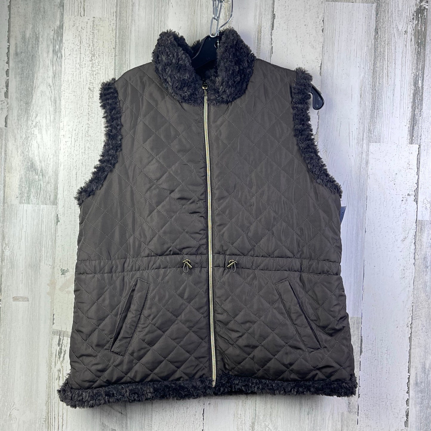 Vest Puffer & Quilted By Clothes Mentor In Brown, Size: L