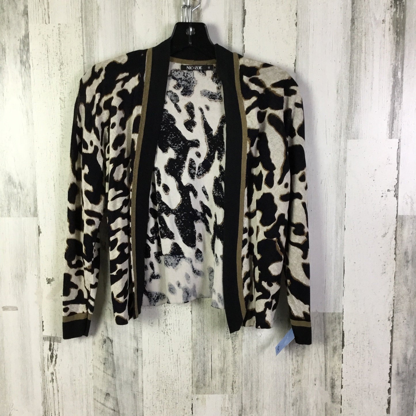 Sweater Cardigan By Nic + Zoe In Animal Print, Size: Xs