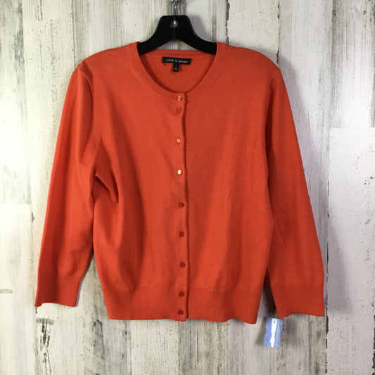 Sweater Cardigan By Cable And Gauge In Orange, Size: L