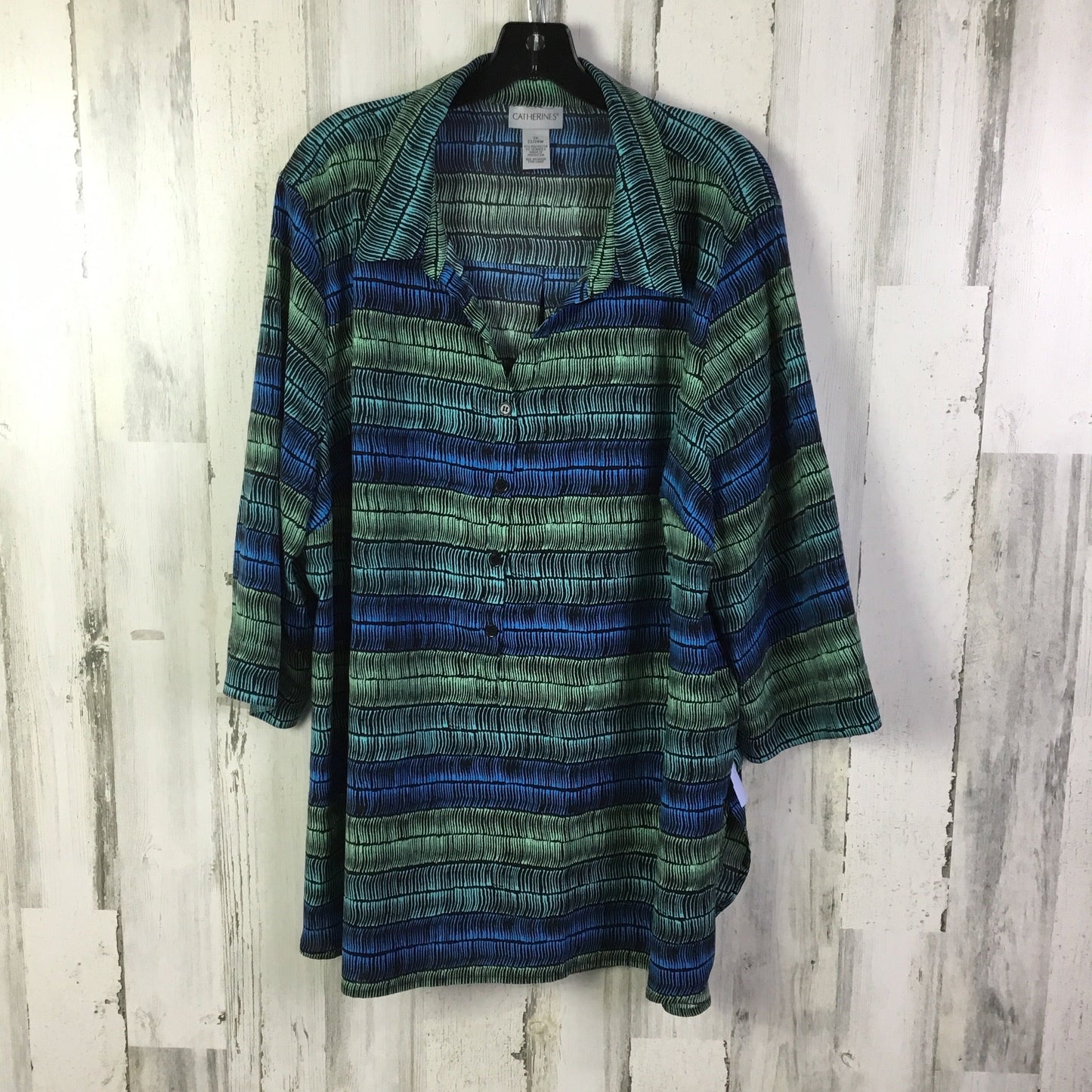 Top 3/4 Sleeve By Catherines In Blue, Size: 2x