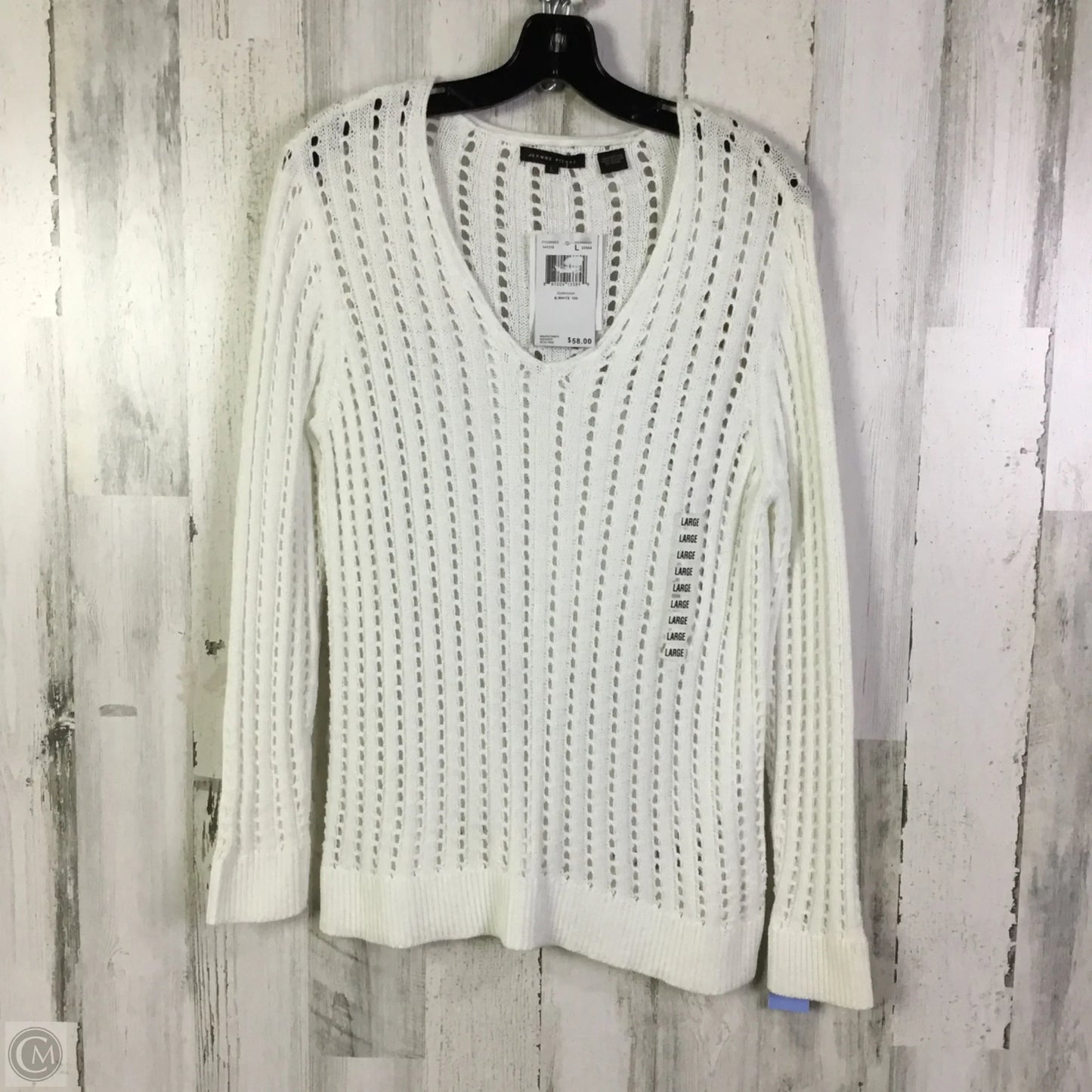 Sweater By Jeanne Pierre In White, Size: L