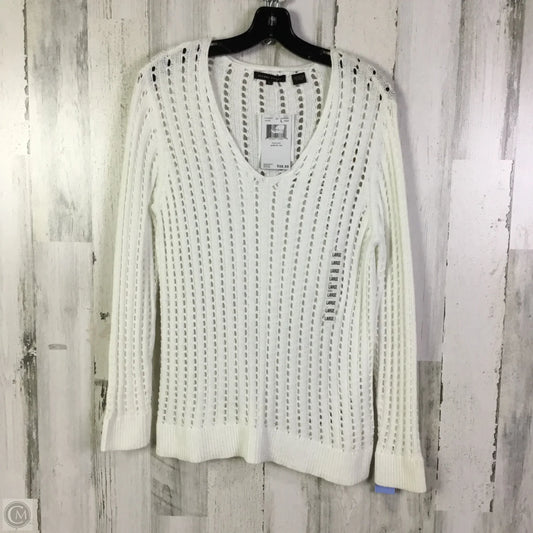 Sweater By Jeanne Pierre In White, Size: L
