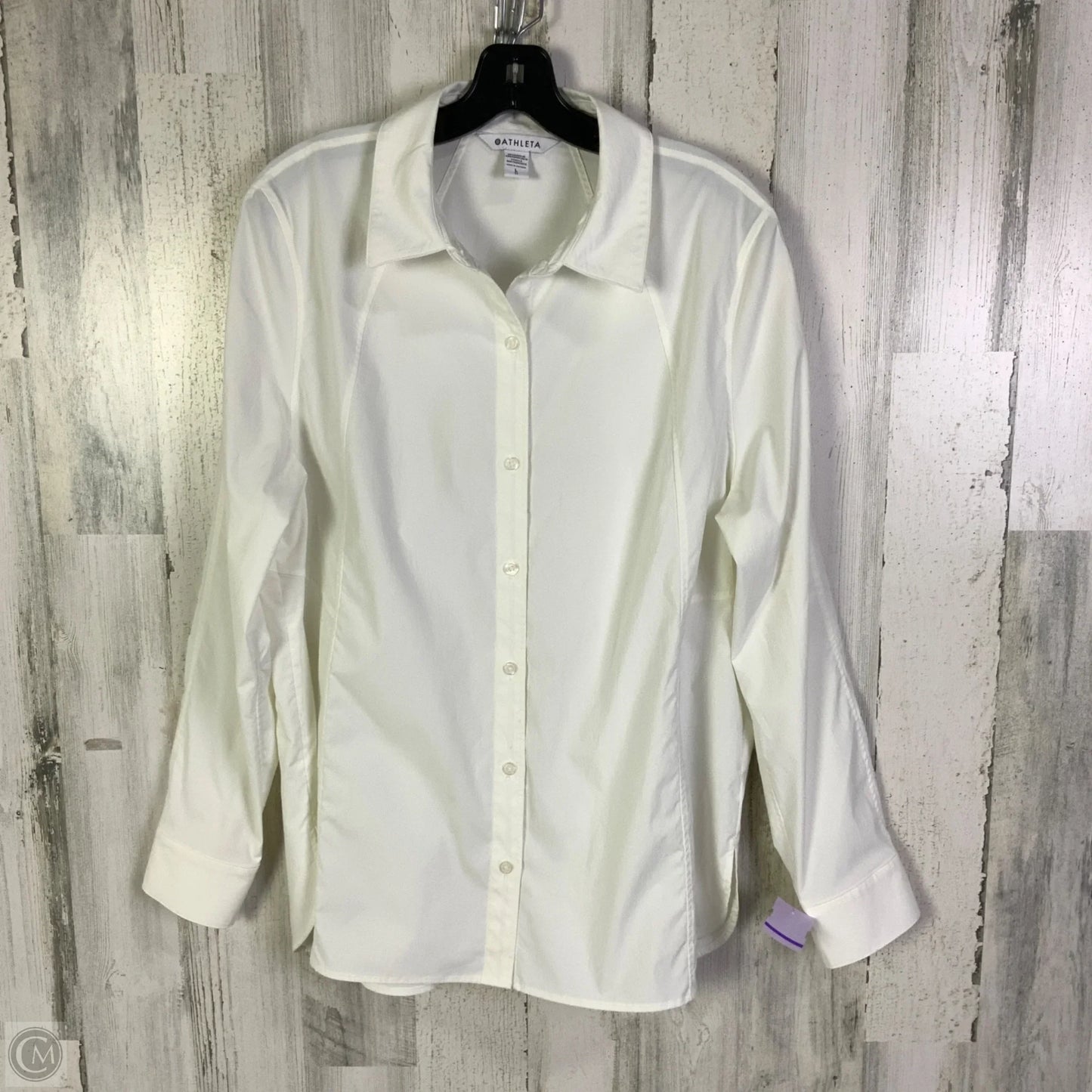 Top Long Sleeve By Athleta In White, Size: L