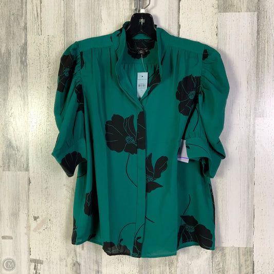 Blouse Short Sleeve By Ann Taylor In Teal, Size: Xsp