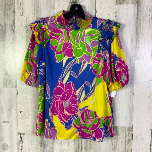 Blouse Short Sleeve By Oddi In Multi-colored, Size: S
