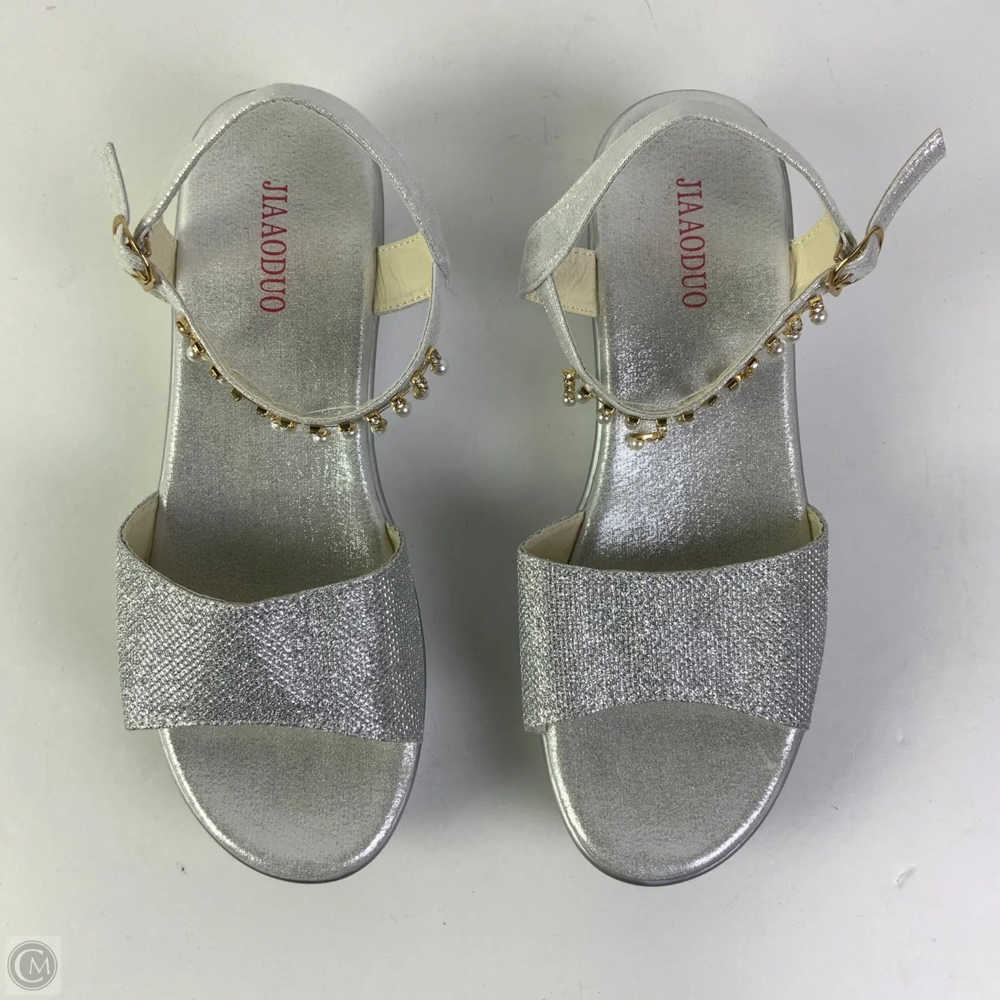 Sandals Heels Wedge By Clothes Mentor In Grey, Size: 12