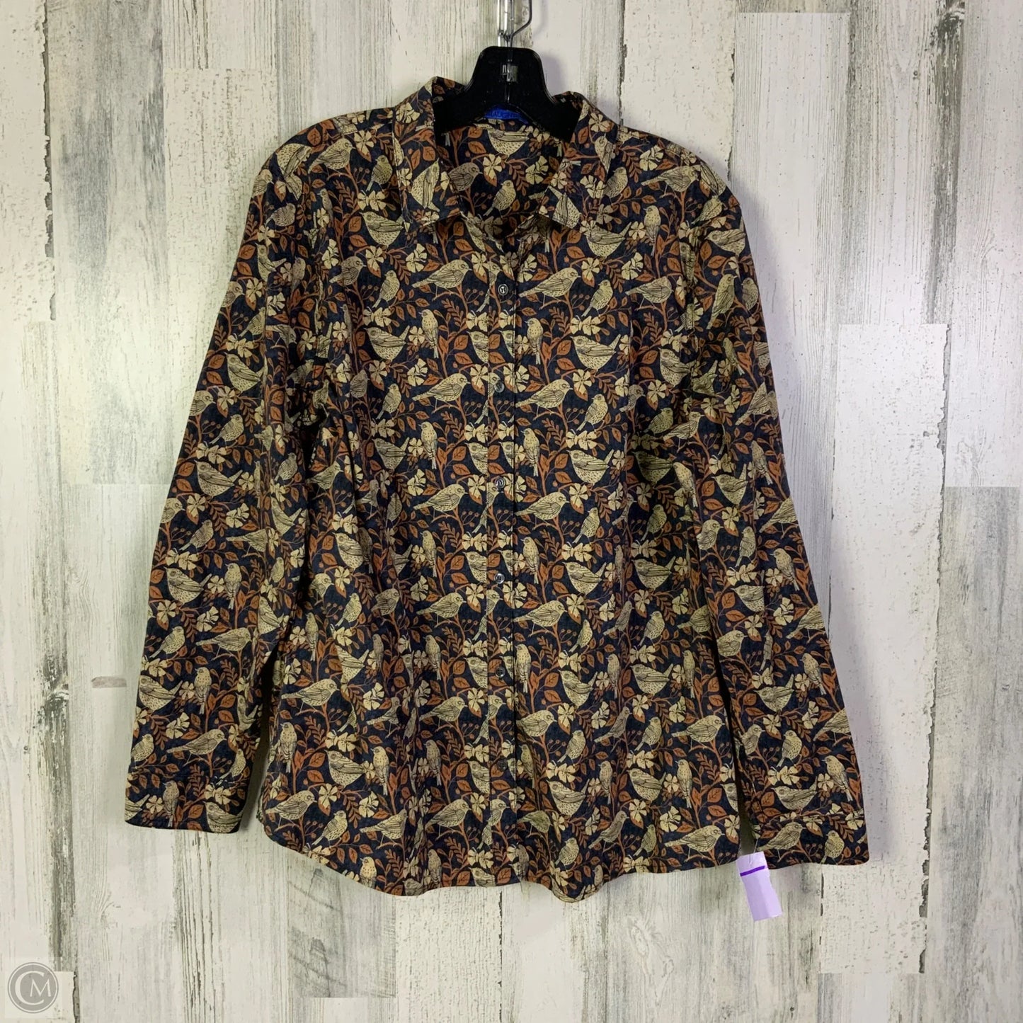Top Long Sleeve By J Mclaughlin In Blue & Tan, Size: Xl